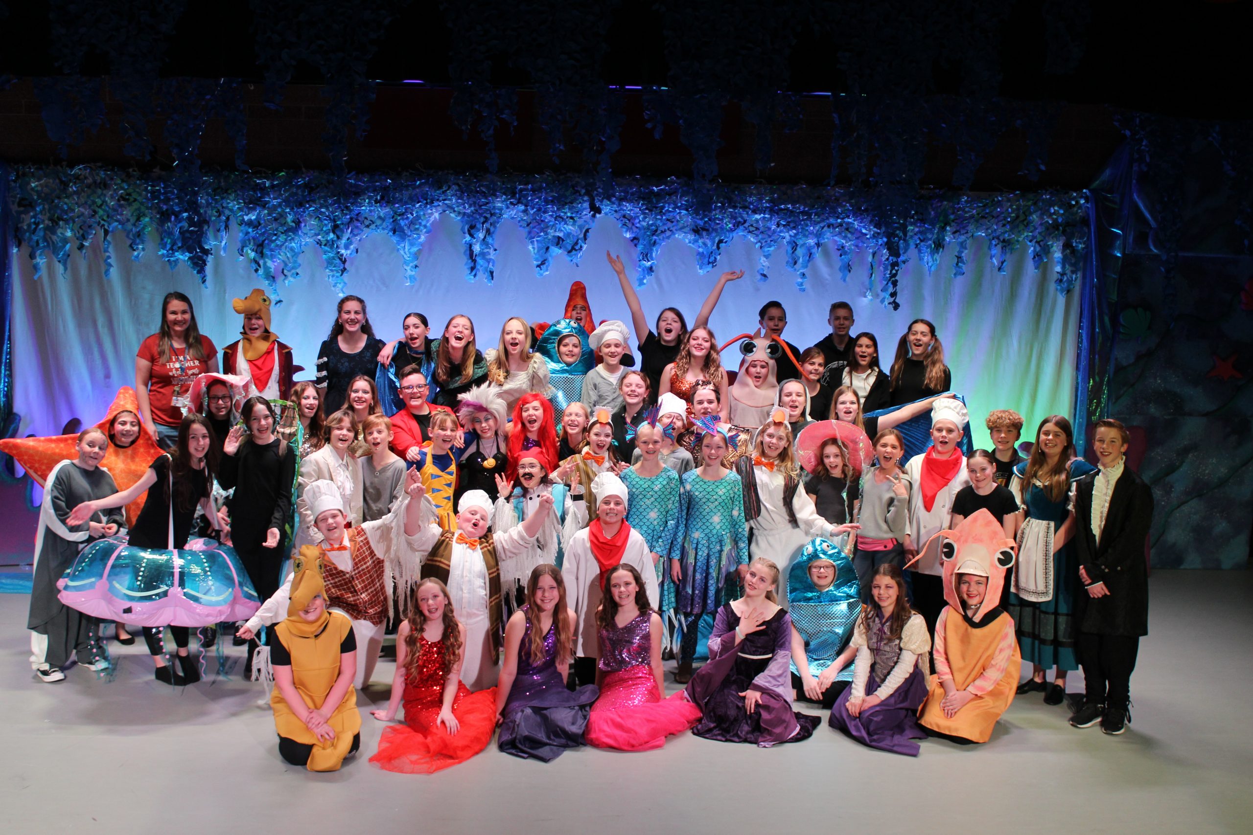 picture of full cast for little mermaid play
